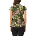 thumbnail image 3 of Blusas de trabajo Satin Inspire Chic para mujeres, blusa casual de negocios con mangas de capucha, floral, vintage, talla L, verde, 3 of 6
