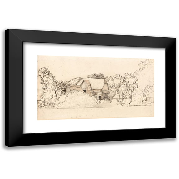 Samuel Palmer 14x10 Black Modern Framed Museum Art Print Titled - An Ancient Barn at Shoreham