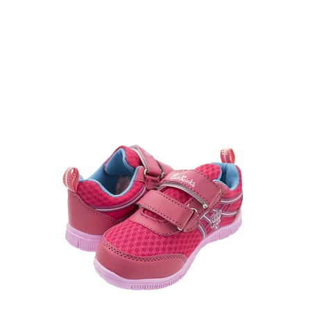 - stylesilove Kids Boy and Girl Breathable Hook and Loop Running Shoes Sport Athletic Sneaker (12 M US Little Kids, Pink+Blue)