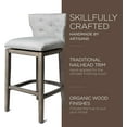 thumbnail image 4 of Maven Lane Hugo 31" Bar Height Barstool with Low Back in Reclaimed Oak Finish with Ash Grey Fabric Upholstered Seat, Set of 3, 4 of 6