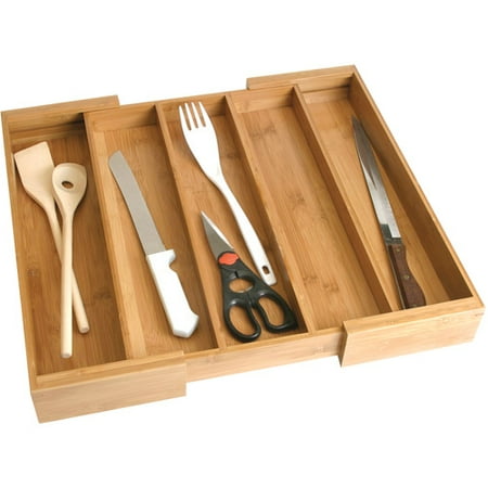 Lipper Bamboo Expandable Utensil Drawer Organizer Walmart Com