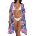 thumbnail image 3 of DISNIMO Monstera Palm Tree Print Women's Kimono Coverup Summer Swimsuit Beach Cover Ups Loose Casual Resort Wear Half Sleeve Wearable Bikini Coverups, 3 of 6