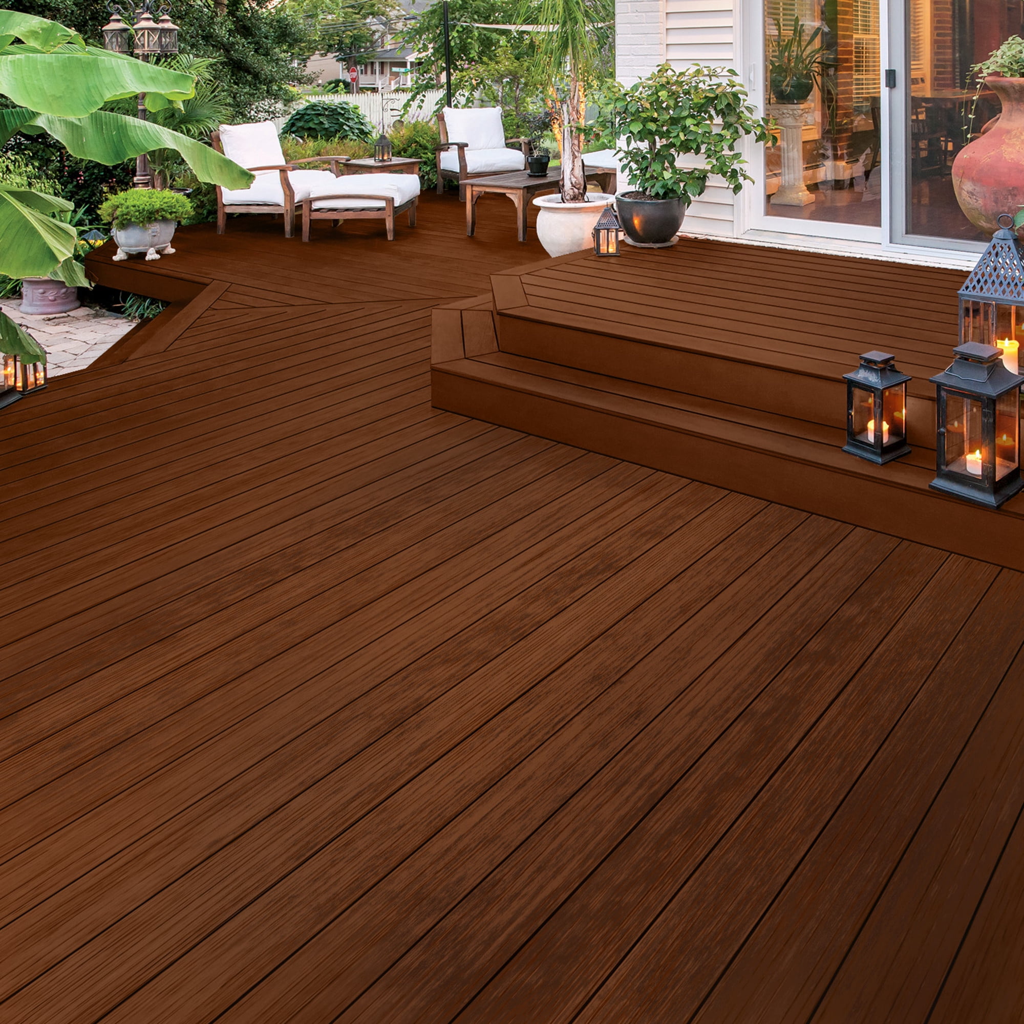 (2 pack) Olympic Maximum 5 Gallons ST-2021 Royal Mahogany Semi-Transparent Exterior Stain and Sealer in One Low VOC