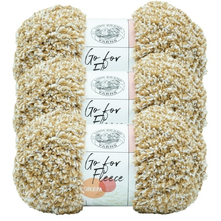 UPC: 0842093130529 | Lion Brand Yarn Go for Fleece Sherpa Caramel Super Soft Sherpa Jumbo Polyester Multi-color Yarn 3 Pack