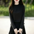thumbnail image 2 of Women's Sweaters Mock Neck Long Sleeve Knitted Graphic Fall Winter Fashion Casual Pullover Sweater Tops (XXL, Black), 2 of 7