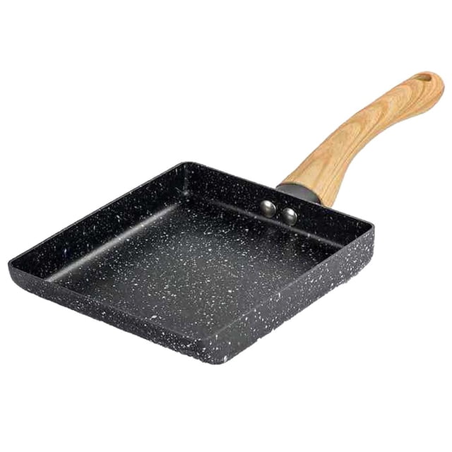 Bewildely Olla a fuego lento Maifan Stone Pan Antiadherente Grueso Huevo Hervido Molde Resistente al Calor Cuadrado Pequeño Sartén con Mango de Electrodomésticos Bewildely HA018905-00