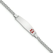 Sterling Silver Rhodium-plated Medical ID Curb Link Bracelet 7 Inch "Bracelets