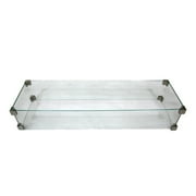 Elementi Outdoor Granville Fire Pit Table Tempered Glass Rectangle 43 x 13 x 7 inches Heavy Duty Firepit Accessory Wind Screen, Clear