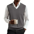 thumbnail image 2 of Huankd Men’s Knit Sweater Vest V Neck Relaxed Fit Sleeveless Pullovers Brown XL, 2 of 6