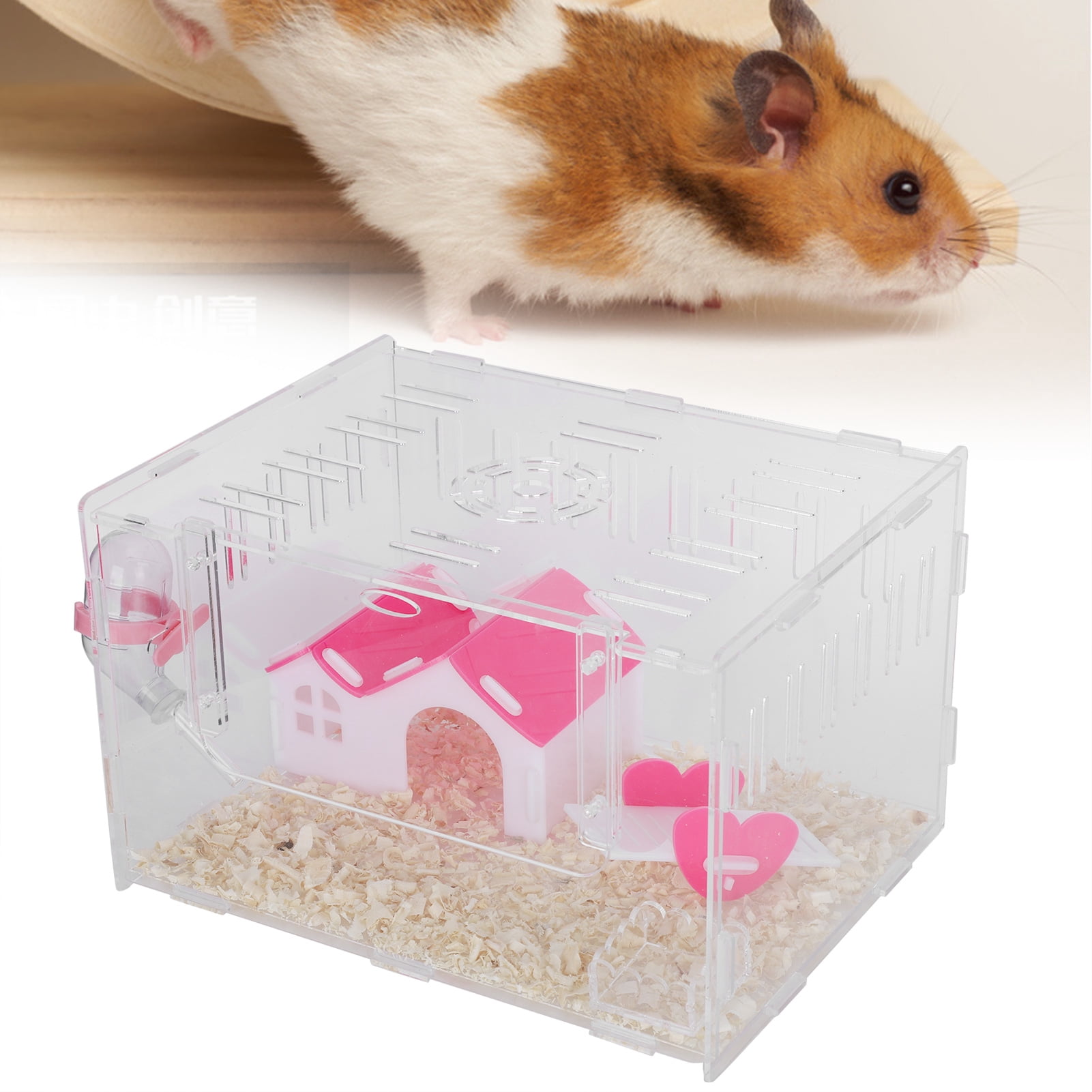 Suodoka Clear Acrylic Hamster Cage Small Animal Habitat Single Layer Transparent Pet Castle Large 13.39 inches / 34 cm