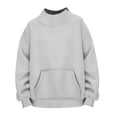 thumbnail image 3 of Womens Mock Neck Sweatshirt Lightweight Maternity Sweatshirt Solid Color Lounge Tops Fall Fashion Must Haves Workout Tops Casual Oversized Sweatshirts Comfort Hoodie Tunic Tops with Pockets Grey, 3 of 7