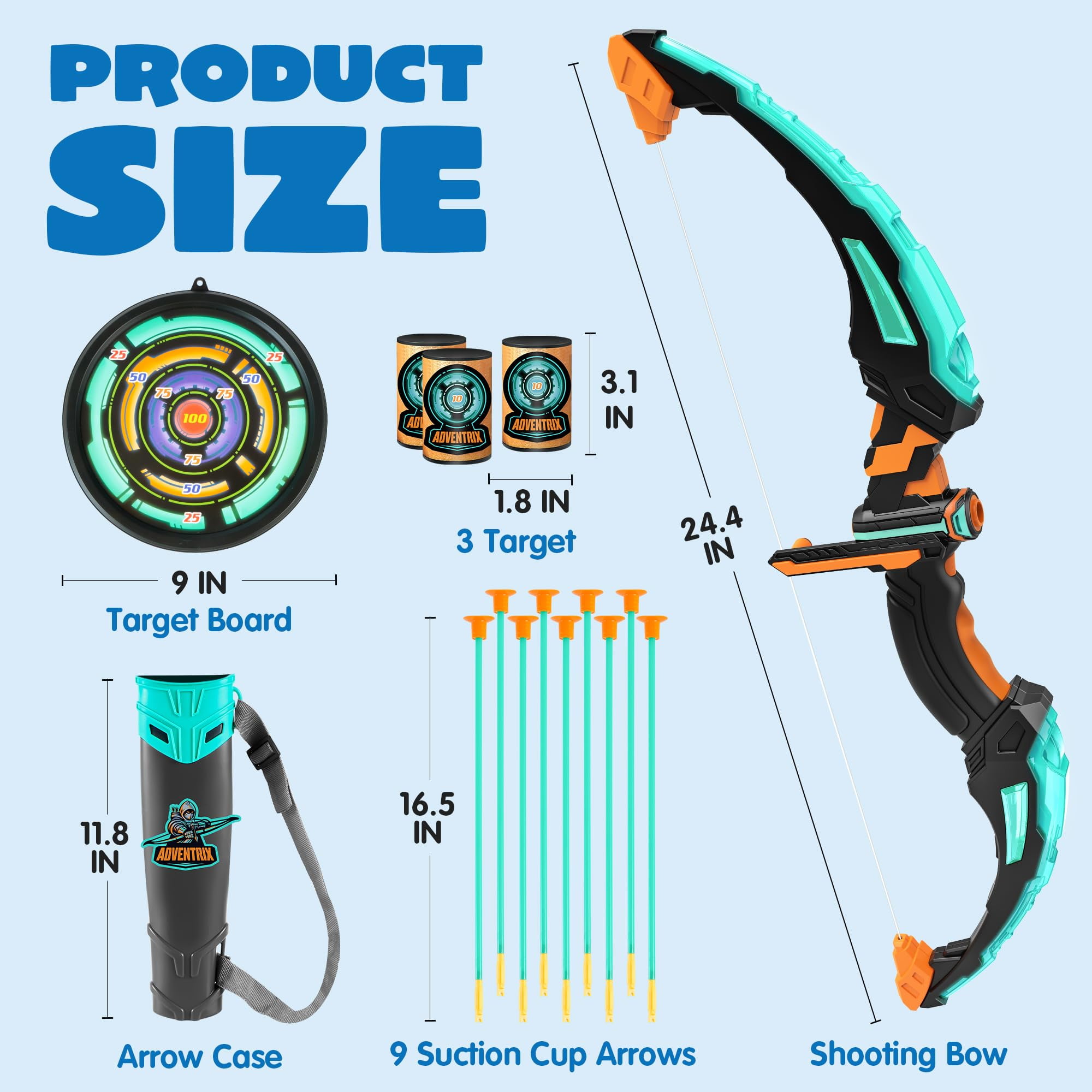Joyfy Kids Bow and Arrow Set with LED Lights, Archery Toy Set for boy age 3 up