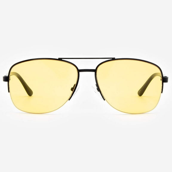 Night Vision Glasses Anti Glare Night Driving Glasses Yellow Tinted Sunglasses for Men and Women with HD Yellow Glasses for Night Driving Sun Glasses Aviator Anzio in Black