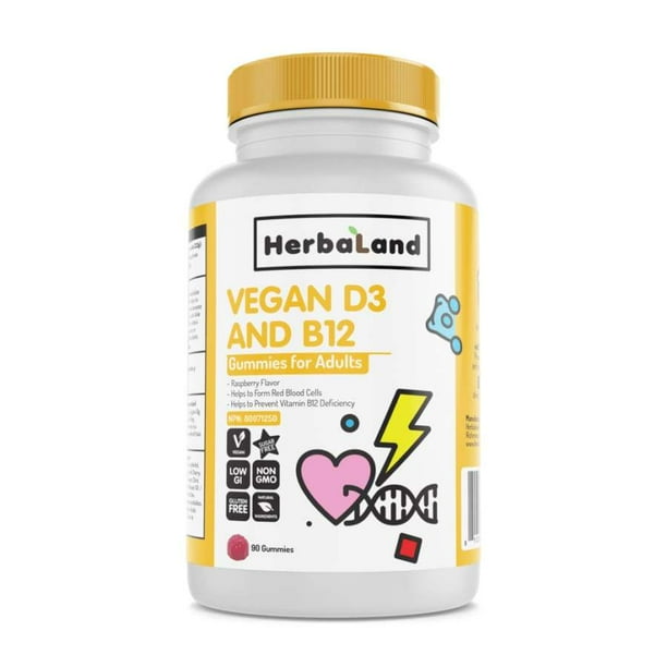 Herbaland Gummies for Adults Vegan Vitamin D3 and B12
