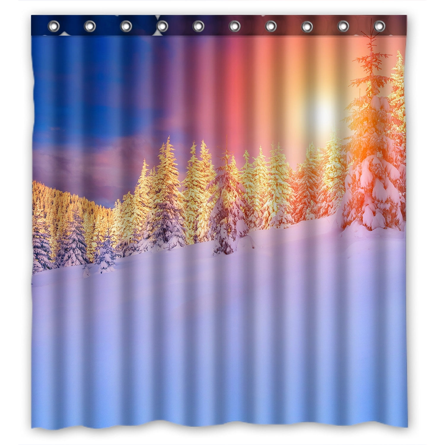 YKCG Fantastic Evening Winter Landscape Sunset Snowy Mountain Shower