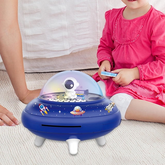 Hucha de nave espacial CUTICAT para niños juguetes para decoración de habitación de niños caja de ahorros para cajero automático azul