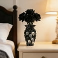 thumbnail image 4 of Gothic Skull Vase Decorative Flower Holder, Black Faceted Crystal Style Vase with 3D Skull Sculptures, Dark Gothic Home Decor Accent for Living Room, Tabletop, Shelf, Halloween Display, 4 of 6