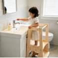 thumbnail image 5 of Toddler Step Stool with Safety Rail, 2-in-1 Convertible Design, Kids Kitchen Standing Tower Helper for Bathroom Sink and Kitchen Counter, Natural, 5 of 7