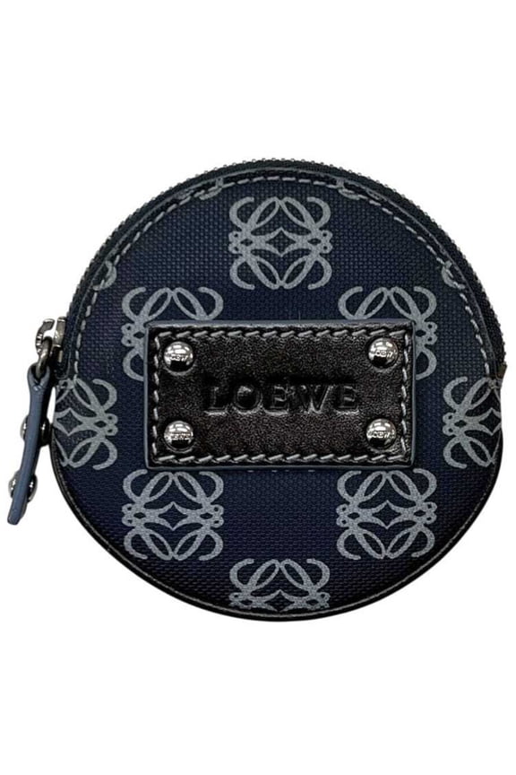 Pre-Owned Loewe coin case ec-25211 navy anagram purse PVC leather 290606 LOEWE blue mini round...