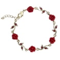 thumbnail image 2 of Pulsera de flor de rosa roja Rose Bangle Ajustable Pulsera de cadena Regalo romántico, 2 of 3