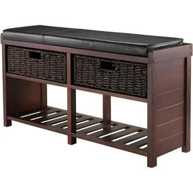 Pemberly Row Entryway Storage Rack Bench Seat In Textured Black