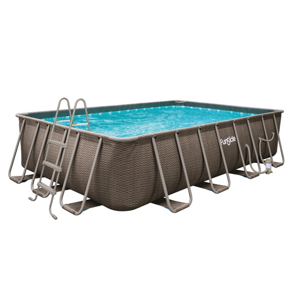 Funsicle Oasis Designer Lap 16' x 10' x 42'' Rectangular Above Ground Swimming Pool, With Pump, Double Rattan