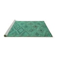 thumbnail image 2 of Ahgly Company Machine Washable Indoor Square Southwestern Turquoise Blue Country Area Rugs, 8' Square, 2 of 4