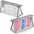 thumbnail image 5 of Bolsa de viaje para cosméticos, bolsa de cosméticos portátil, impermeable, estuche de lápices de PVC, 1 unidad (tamaño: 20,2 x 12 x 8,2 cm) Negra: estuche transparente negro para exámenes de estudiant, 5 of 5