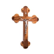 Holy Land Market Olive Wood Cross The Cross of the Fourteen Stations W/crucifix (7" h)