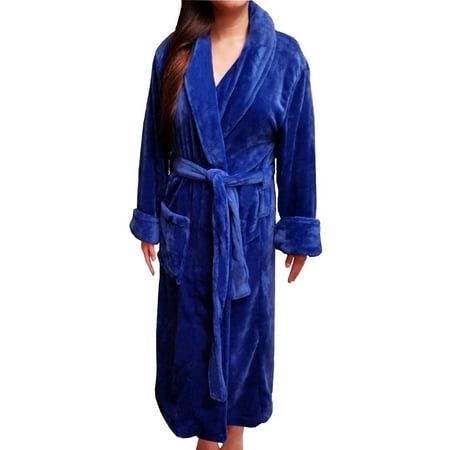 Girls Fleece Shawl Collar Robe - FASCIINO Women's Full Length Shawl Collar Microfiber Fleece Bathrobe Spa Robe