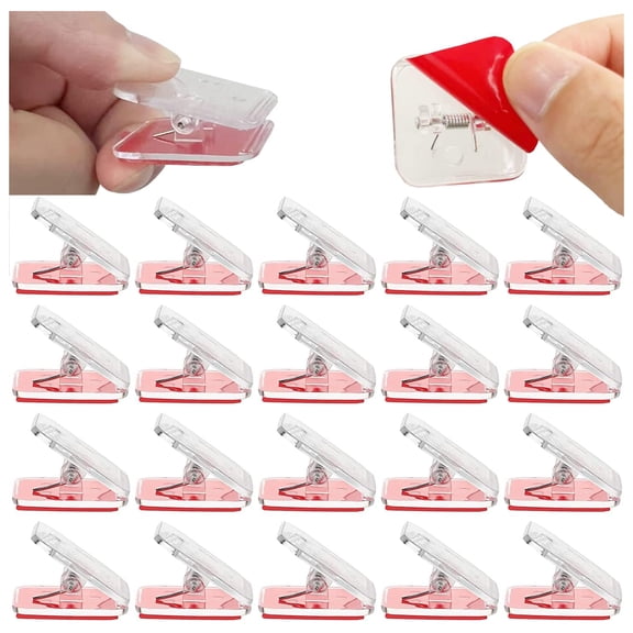 20 Pieces Self Adhesive Clips, Wall Clips,Tapestry Hangers,Photo Holders for Paper Flag Hanger,Sticky Clip for Teachers,Double-Sided Adhesive Spring Clip for Poster Home Office Rope