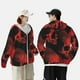 thumbnail image 4 of Fotbe Red And Black Abstract Skull Chaqueta con Protección Solar UPF 50+ para Hombre y Mujer, Camisa con Capucha y Bolsillos-Small, 4 of 7