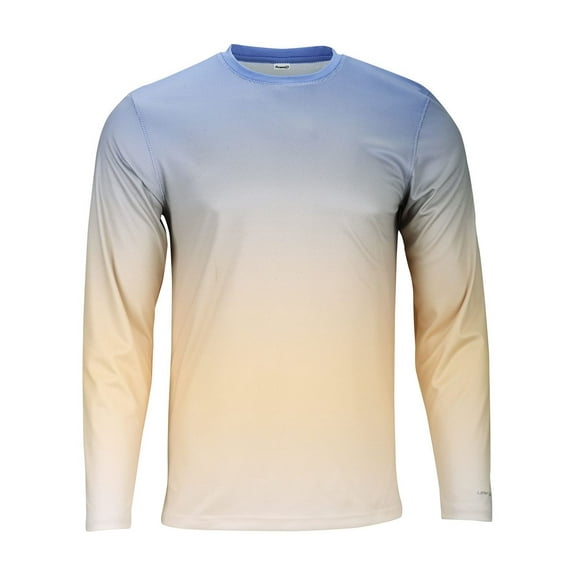 Paragon Barbados Performance Pin Dot Long Sleeve T-Shirt, Bimini Blue/ Peach - 3XL