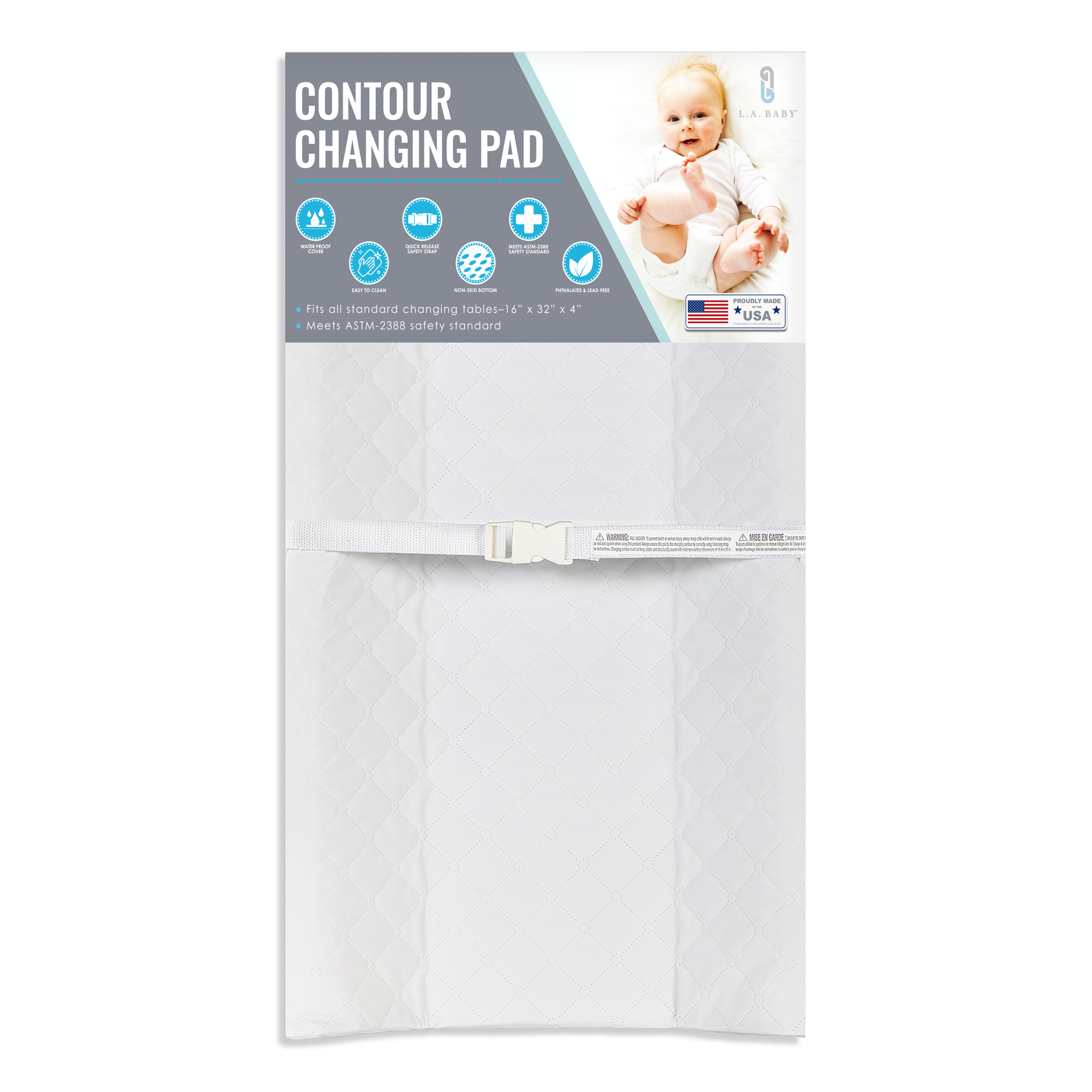 L.A. Baby Contoured Diaper Changing Pad, White, 32 Inches photo 1