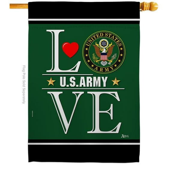 Americana Home & Garden H140635-BO 28 x 40 in. US Army Love House Flag with Armed Forces Double-Sided Decorative Vertical Flags Decoration Banner Garden Yard Gift