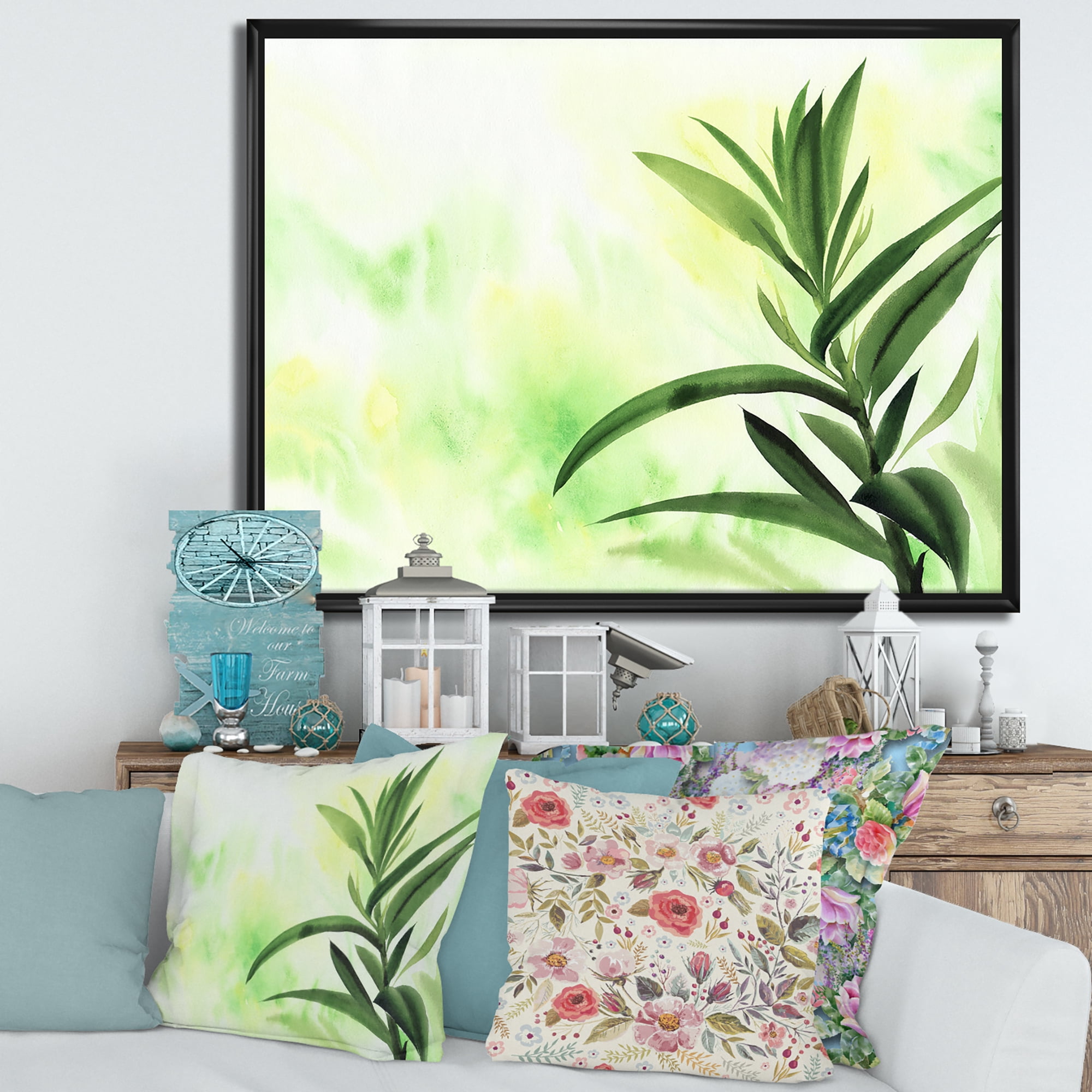 Bamboo Palm Detail I 32 in x 16 in Framed Painting Canvas Art Print, by Designart