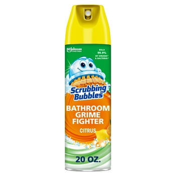 Scrubbing Bubbles Bathroom Grime Fighter Aerosol, Disinfectant Spray; Effective Tile, Bathtub, Shower and Overall Bathroom Cleaner (1 Aerosol Spray), Citrus, 20 Oz
