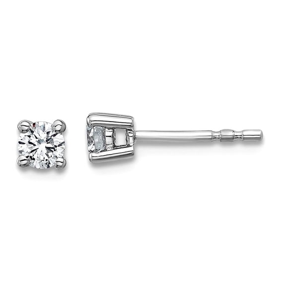 14k White Gold 1/3 Carat Total Weight Round SI1 SI2 G H I Lab Grown Diamond 4 Prong Stud Post Earrings 3.65x3.65mm Wide