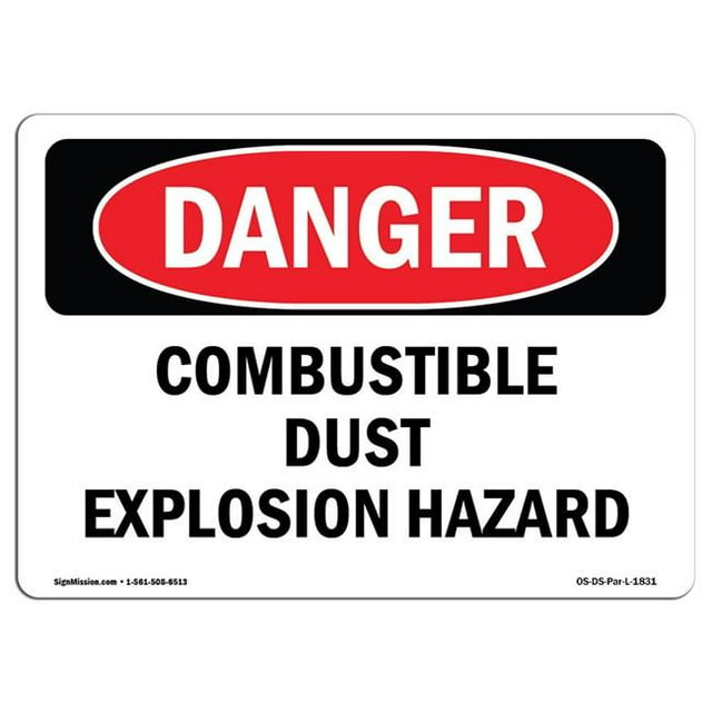 SignMission OS-DS-A-1218-L-1831 12 x 18 in. OSHA Danger Sign - Combustible Dust Explosion Hazard