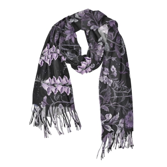 FORMRS Womens Scarf Winter Soft Long Big Warm Shawls Wrap Tassel Scarves, Light Purple Flowers