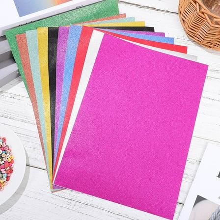 OFFIGAM 20 Sheets Colored Craft Paper with Glitter, Self-Adhesive Handicraft Paper for Scrapbooking, Card Making, and Art Projects