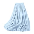 thumbnail image 5 of felwors Women's Cotton Linen Maxi Skirt - Flowy Boho Long Skirt with Ruffled Hem for Casual, Beach, Summer (Sky Blue, L), 5 of 5