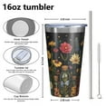 thumbnail image 4 of 16oz Tumblers Pioneer Flower Stainless Steel Vacuum Insulated Double Wall Travel Tumbler Cups Mug with Lid and Straw,Cleaning Brush for Coffee,Tea, 4 of 4