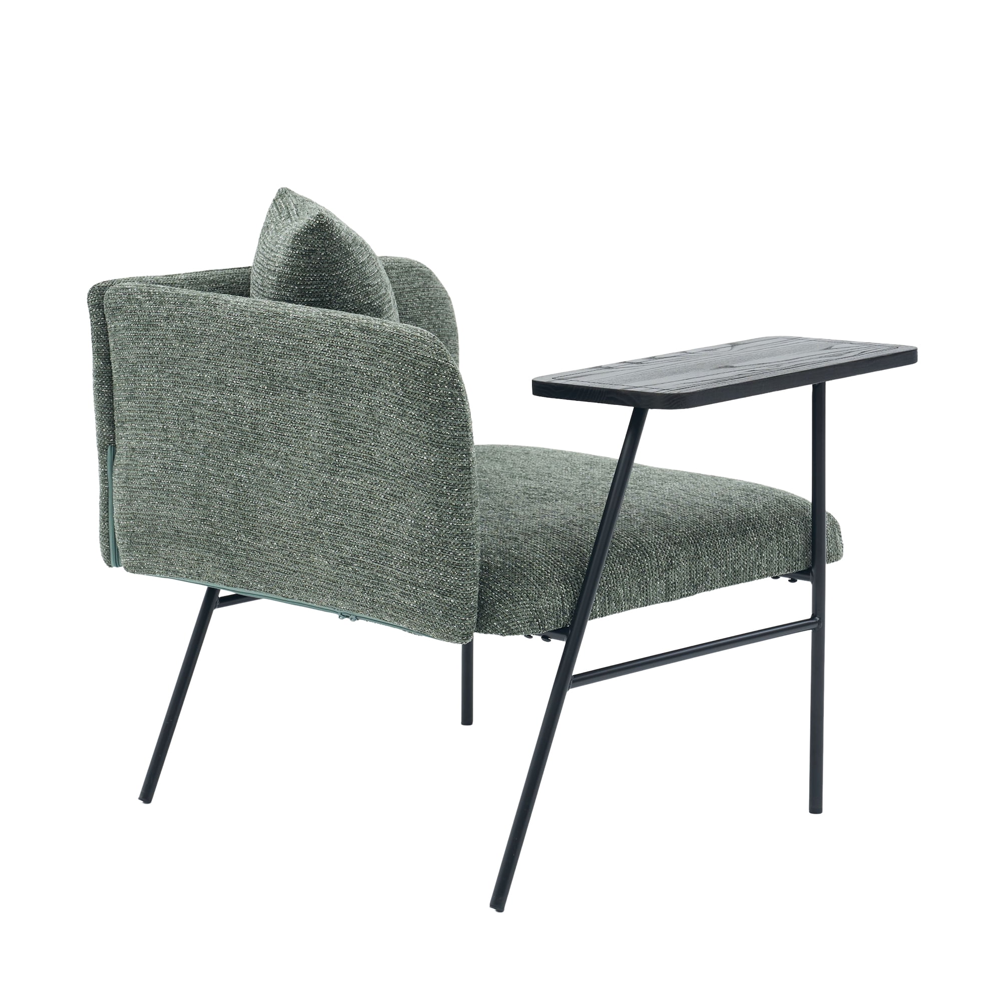 Emerald Green Accent Lounge Chair with Back Pillow and Side Table, Upholstered Single Sofa Armchair with Metal Legs, Reading Seating for Living Room Bedroom