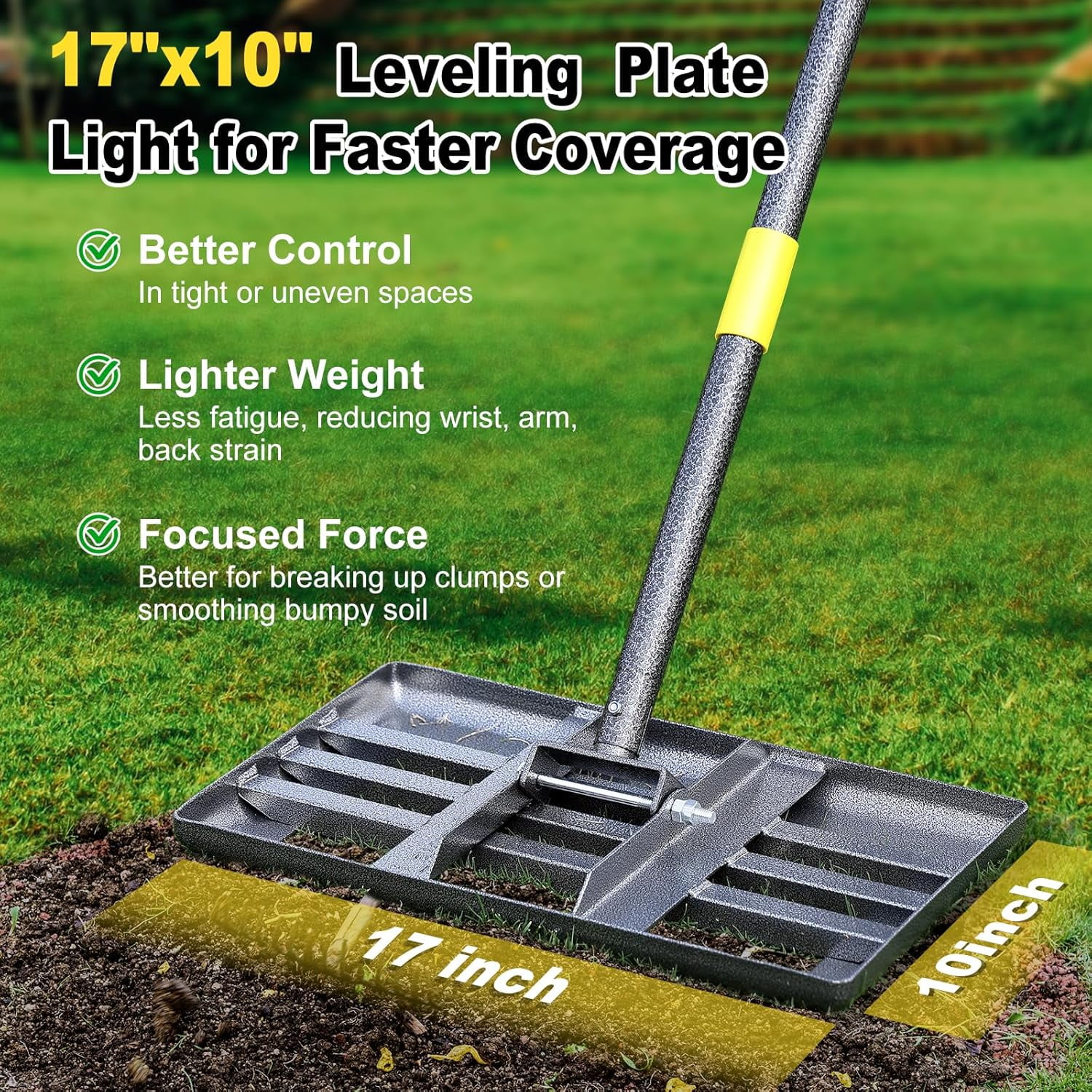 BsBsBest 17 in Lawn Leveling Garden Rake with Adjustable Handle