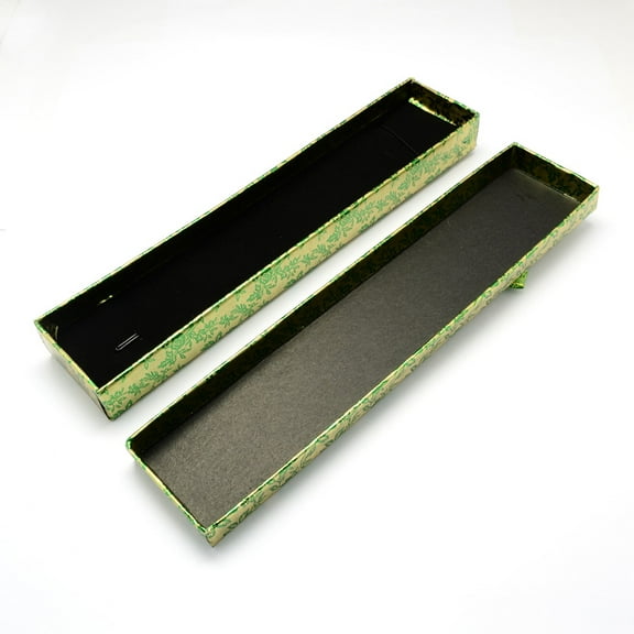 12 pc Rectangle Bowknot Cardboard Necklace boxes for Bangles or Bracelets with Sponge Inside Light Green 215x43x24mm