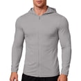 thumbnail image 3 of BiZtdJrK Men's Lightweight Full Zip Sun Hoodie Summer UPF 50+ Long Sleeve Quick Dry Golf Shirts Vacation Beach UV Protection Rash Guards Gray M, 3 of 10