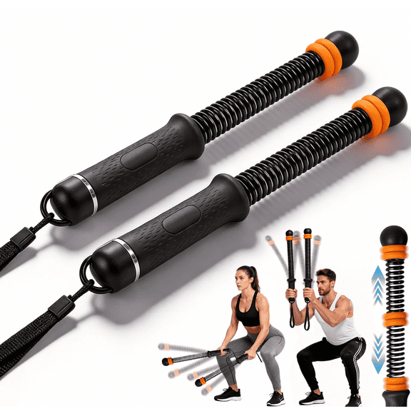 Ropeless Battle Ropes for Home Gym (2 Pack), Cordless Battle Rope Sticks with Adjustable Weight, Portable  Workout Equipment for Full Body Strength & Low Impact Cardio Training