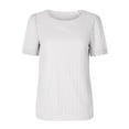 thumbnail image 5 of Pincandy Fashion Woman Rounk Neck Short Sleeve Blouse T-Shirt Lace Tops Trendy Casual 2025 Crew Neck Lightweight Shirts Knit Tunic Basic T-Shirt,White,M, 5 of 5