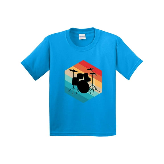 Inktastic Drummer Retro Drum Set Youth T-Shirt